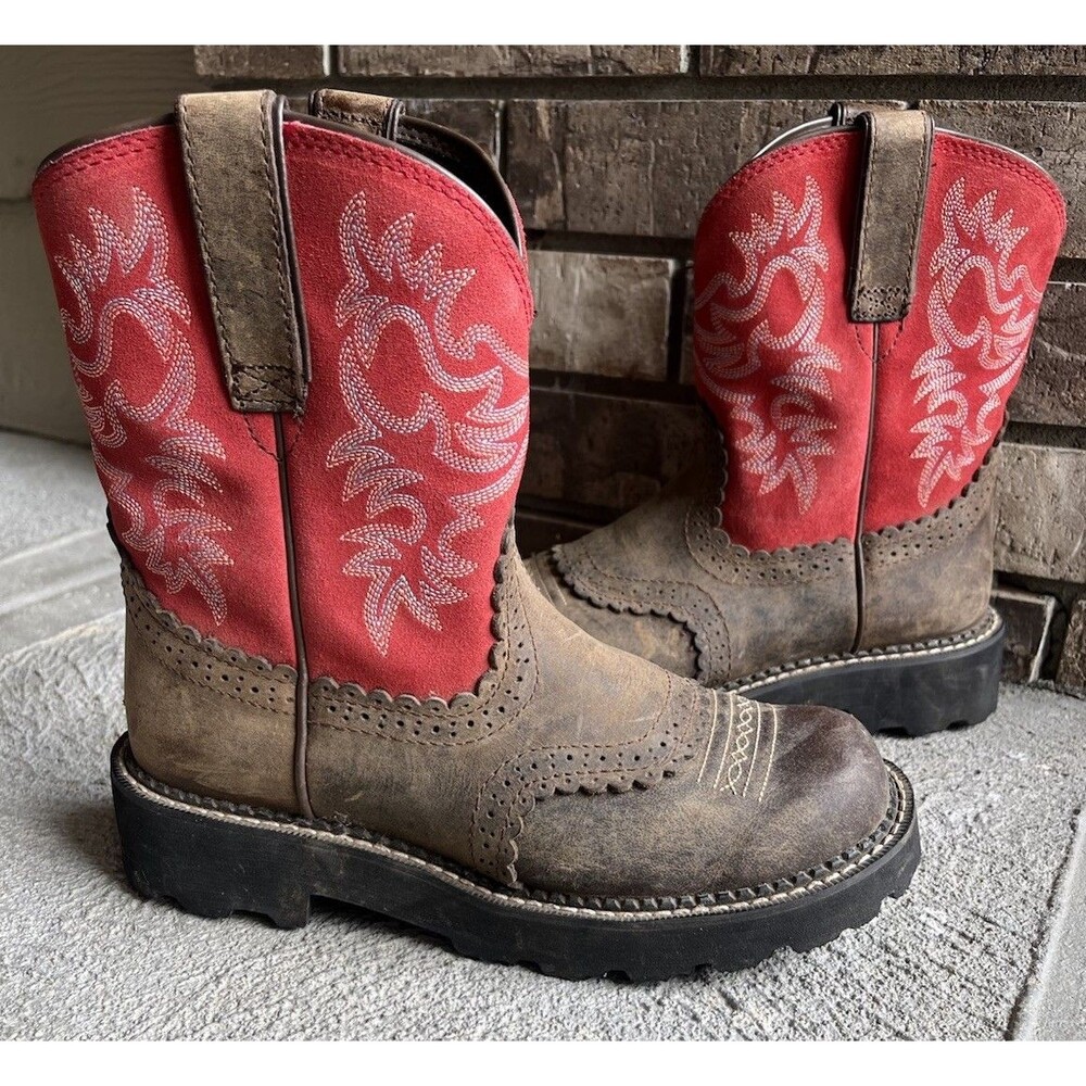 Ariat Fatbaby Women's 7.5B Western Cowboy Boots Leather Red/Brown